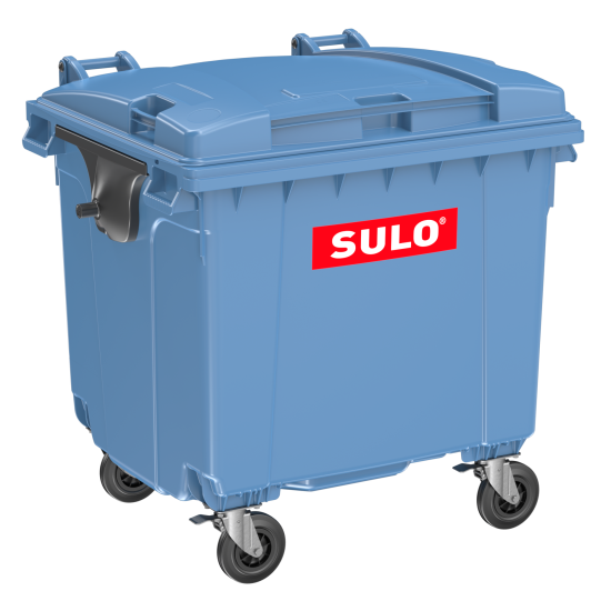 SULO 1100 Litre plastic waste container (flat lid) blue